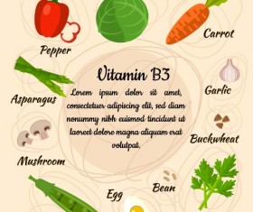 Vitamin with healthy diet vector material 03