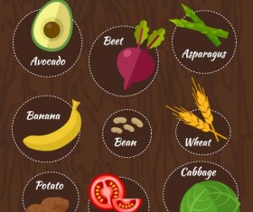 Vitamin with healthy diet vector material 09