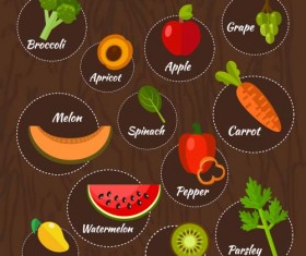 Vitamin with healthy diet vector material 10