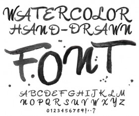 Watercolor alphabet letter with numebrs vector 01