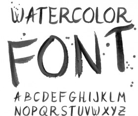 Watercolor alphabet letter with numebrs vector 02