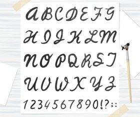 Watercolor alphabet letter with numebrs vector 04