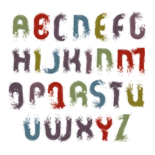 Watercolor alphabet letter with numebrs vector 06