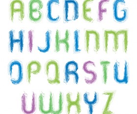Watercolor alphabet letter with numebrs vector 07