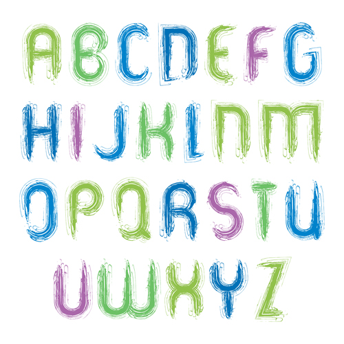 Watercolor alphabet letter with numebrs vector 07