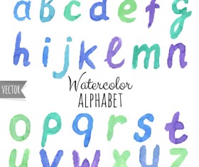 Watercolor alphabet letter with numebrs vector 08