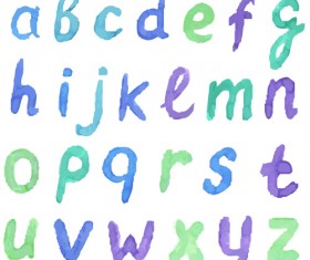 Watercolor alphabet letter with numebrs vector 09