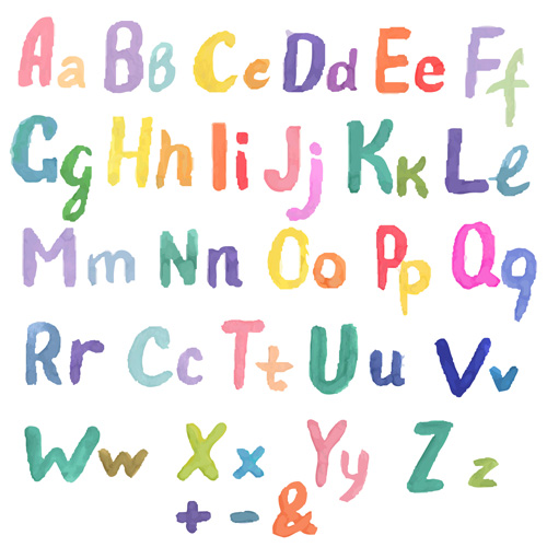 Watercolor alphabet letter with numebrs vector 10