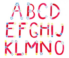 Watercolor with flower alphabet vector 01
