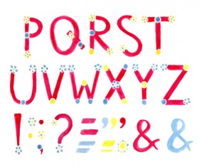 Watercolor with flower alphabet vector 02