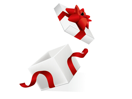 White gift box with red bow vector