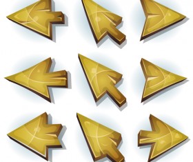 Wooden arrows cartoon styles vector 01