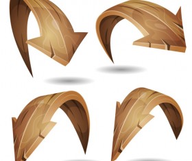 Wooden arrows cartoon styles vector 03