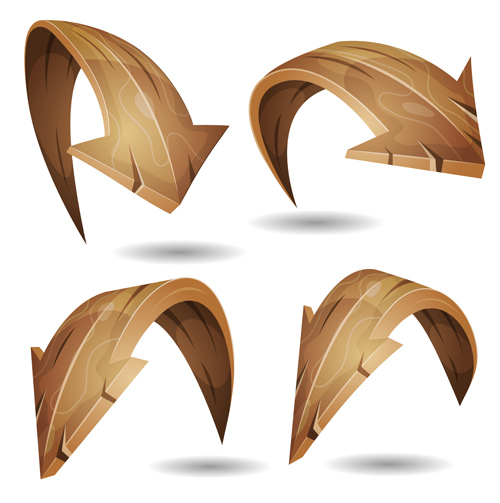 Wooden arrows cartoon styles vector 03
