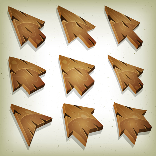 Wooden arrows cartoon styles vector 04