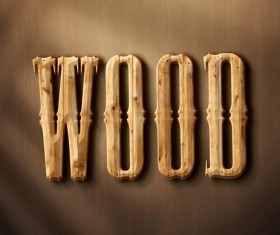 Wooden textured font effects design