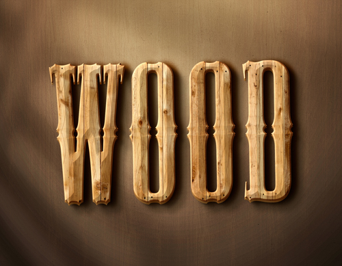 Wooden textured font effects design