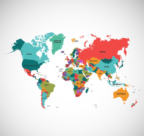 World map colored vector