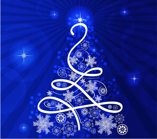Xmas tree with blue background vector
