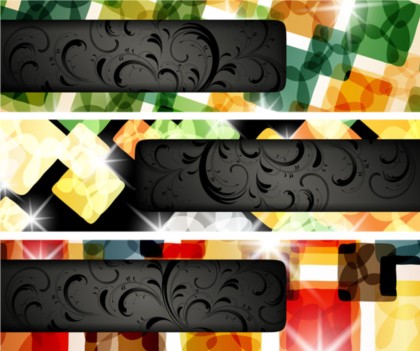 Floral with abstract elements banners vector