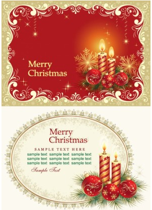 Candle christmas cards vector