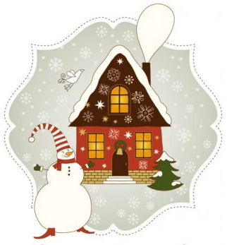 Christmas house greeting card vector