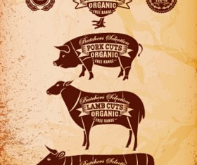 butchers cuts labels vector material 01