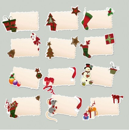 Paper christmas cards creative vector set