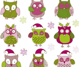 Cute cartoon owl vectors design 02 free download