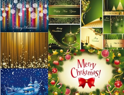 Set of christmas background art vector