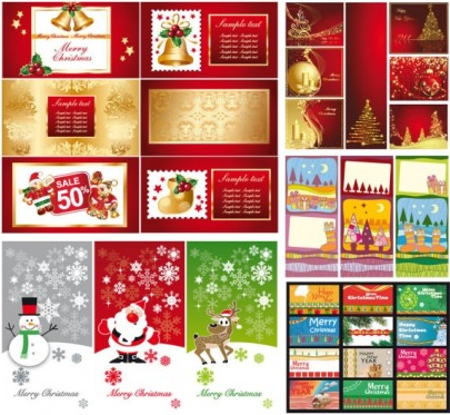 Christmas greeting cards set vector free download