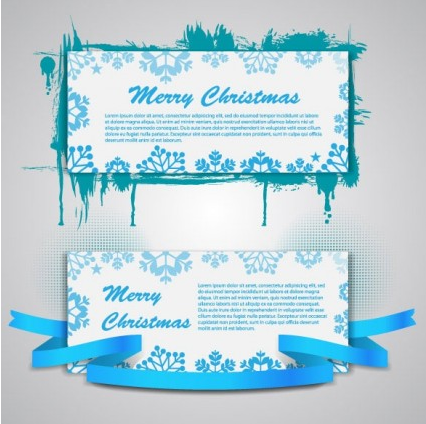 christmas banners with ribbon vector