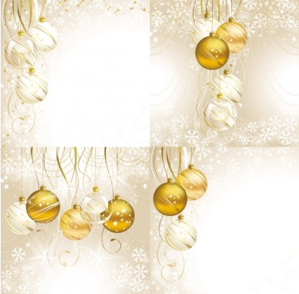 christmas golden baubles vector set
