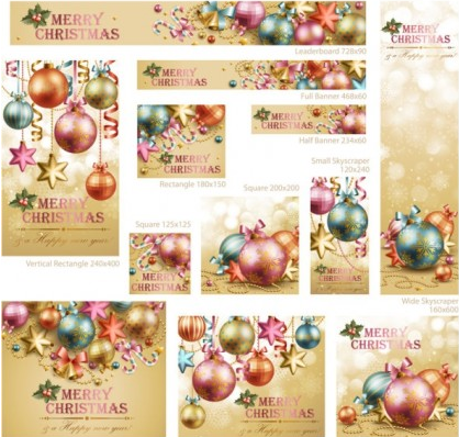 Christmas ball decoration elements vector banner