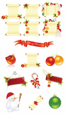 christmas decorative elements with baubles vector