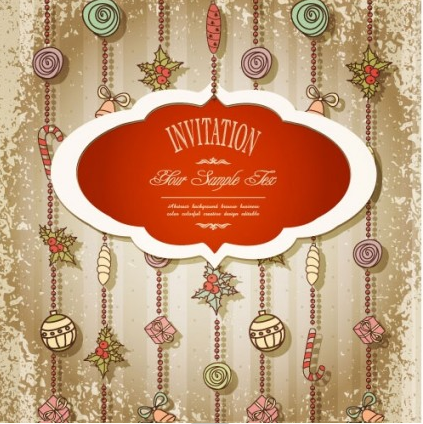 christmas label  with ornaments vintage vector