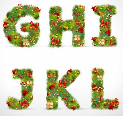 christmas ornaments letters shiny vector