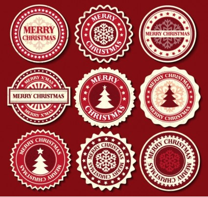 Christmas snowflake badge vectors