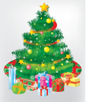 christmas tree and gift boxes  vectors material