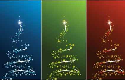 christmas tree with colored cards vector