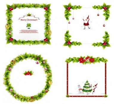 Christmas wreath frame vector