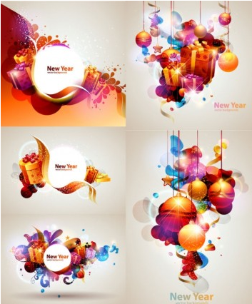 Christmas gift with baubles fashion background vector