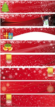 Red christmas banners  vector set
