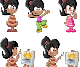 lovely children cartoon styles vector 02