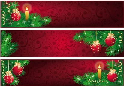 christmas  candle with red banner vector design