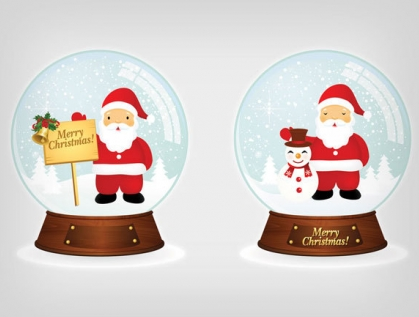 Santa christmas snow balls  vector