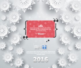 2016 Christmas paper snowflake background vector 01