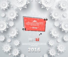 2016 Christmas paper snowflake background vector 02