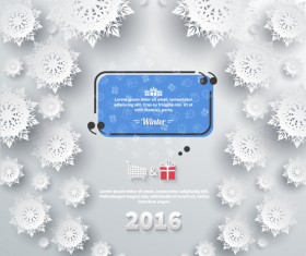 2016 Christmas paper snowflake background vector 03