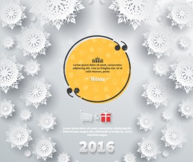 2016 Christmas paper snowflake background vector 04